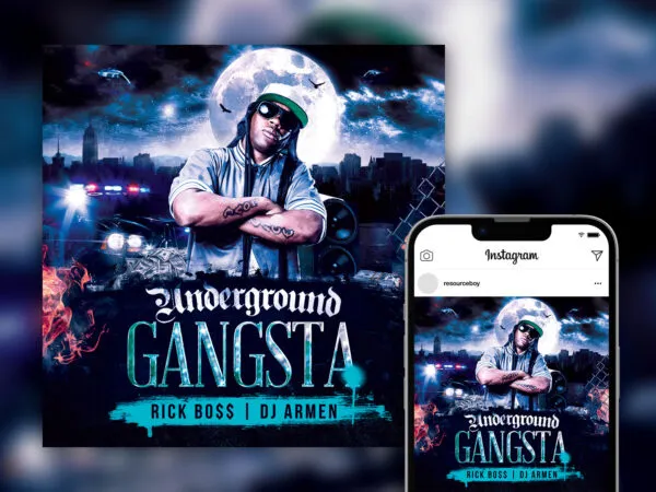 Striking Urban Flame Hip Hop Party Instagram Post Template 1