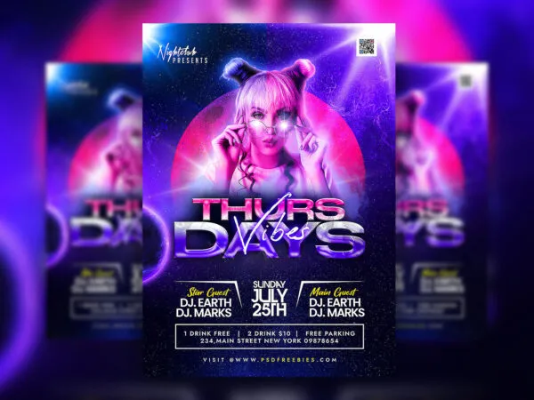Striking Weekend Party Vibes Flyer Template 1