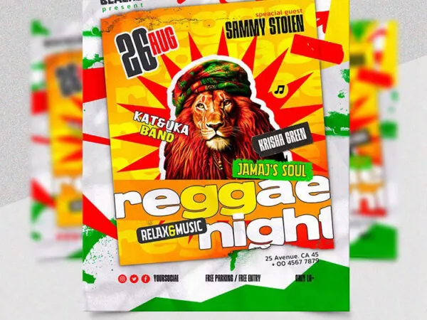 Strong Colorful Reggae Night Flyer Template 1