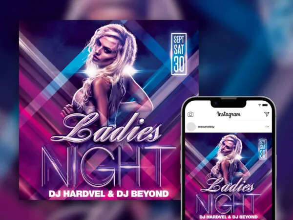 Stylish Bold Ladies Night Party Instagram Post Template 1