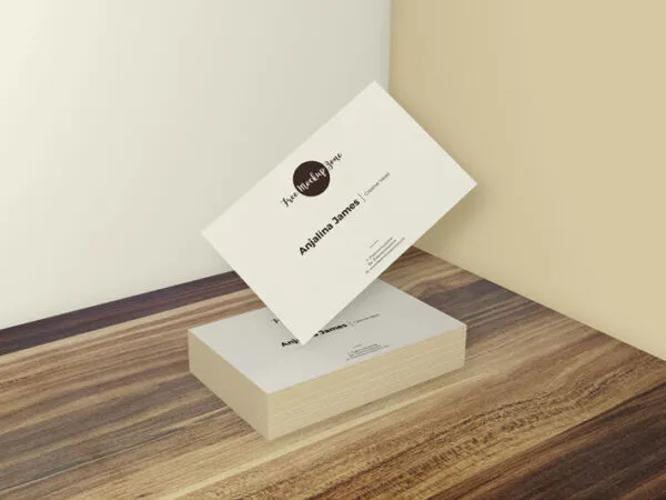 Stylish Business Card Mockup on Wooden Floor 1
