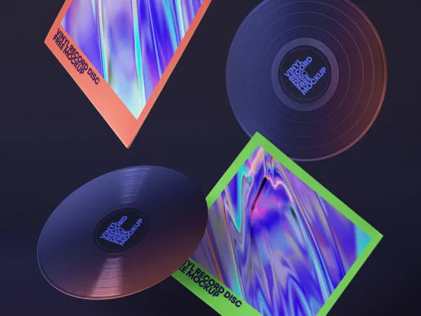 Stylish Floating Vinyls Mockup 1
