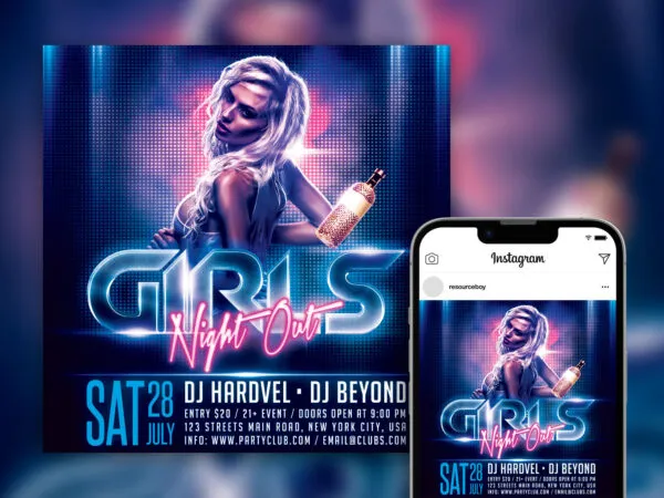 Stylish Girls Night Out Instagram Post Template 1