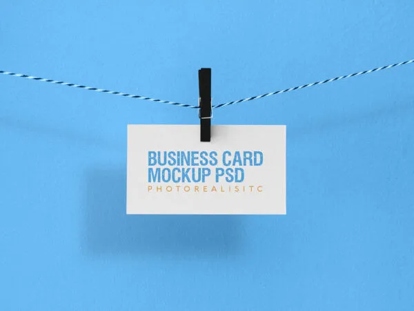 Stylish Photorealistic Hanging Business Card Mockup 1
