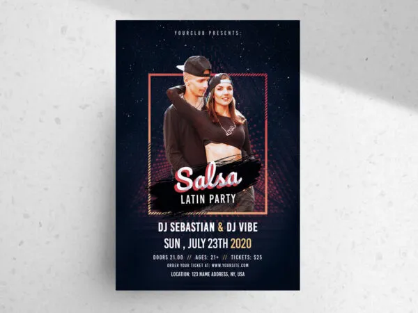 Stylish Salsa Latin Party Flyer Template 1