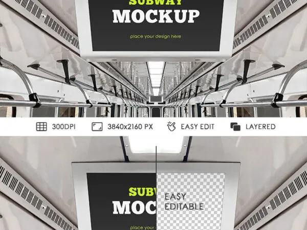 Subway Advertising Mockup in Facing Sight 1