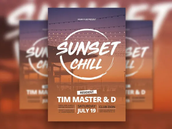 Summer Chill Flyer Template with Blurry Background 1