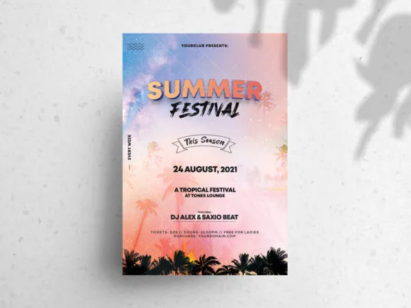 Summer Festival Flyer Template Featuring a Fanciful Scenery 1