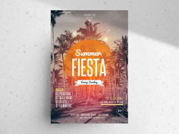 Summer Fiesta Flyer Template Featuring Big Bright Circle at Center 1