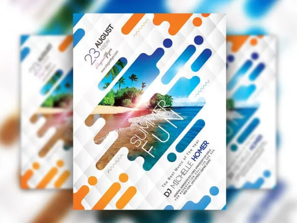 Summer Fiesta Party Flyer Template Featuring Puzzle like Patterns 1