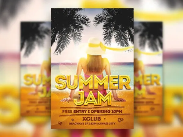 Summer Jam Party Announcement Flyer Template 1