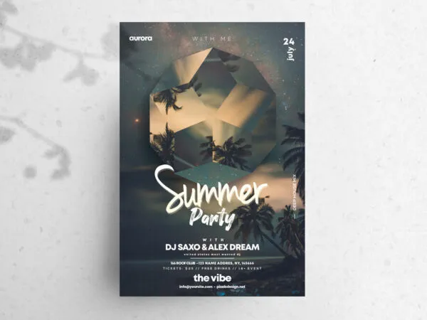 Summer Night Event Party Flyer at the Beach 1