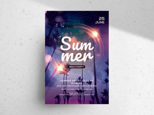 Summer Party Flyer Template Featuring Low Angle Shot of Sky Scene 1