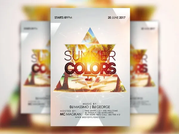 Summer Party Flyer Template Featuring Two Triangles 1