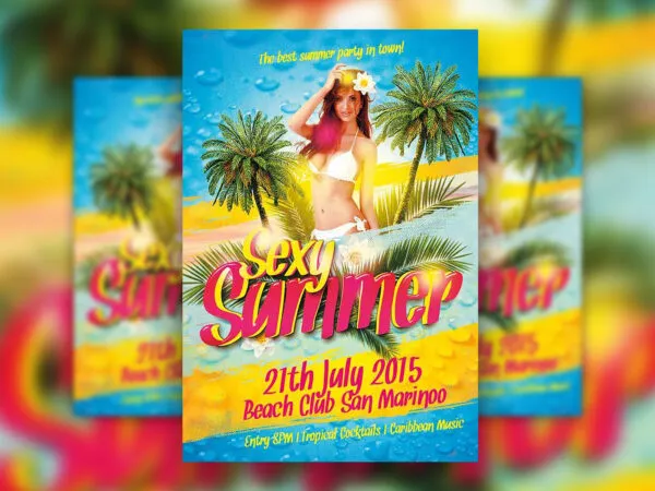 Summer Party Flyer Template in Bright Colors 1