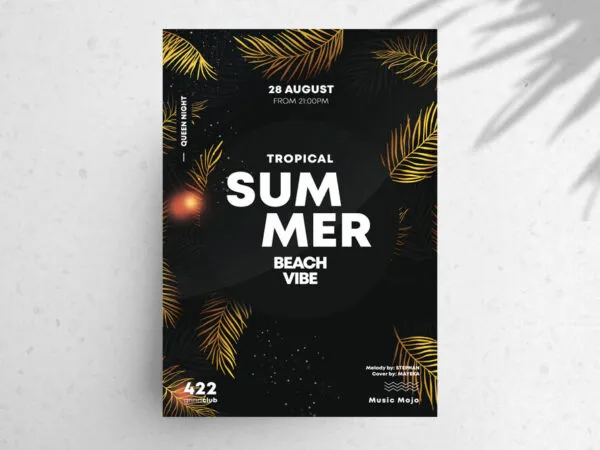 Summer Party Flyer Template in a Gold Black Theme 1