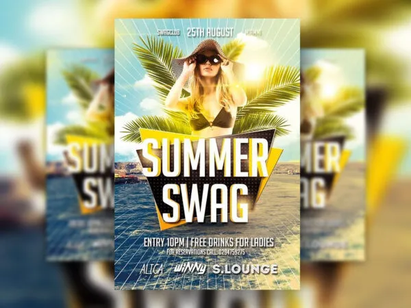 Summer Party Flyer with Tropical Leaves Backstage 1
