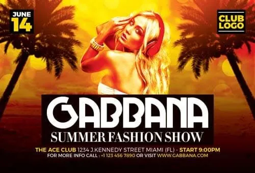 Summer Party and Fashion Show Flyer Template 1