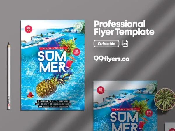 Summer Pool Party Flyer Template 1