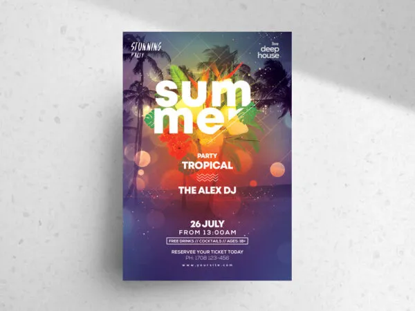 Summer Tropical Sunset Event Flyer 1
