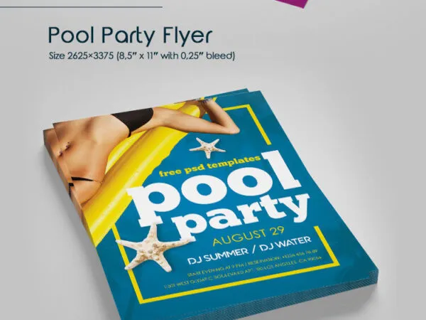 Sunbathing Pool Party Flyer and Facebook Cover Template 1