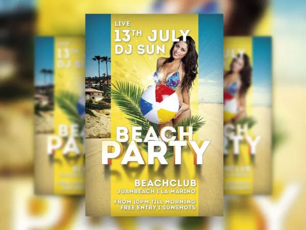 Sunny Beach Party Flyer Template 1