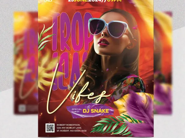 Sunny Tropical Party Flyer Template 1