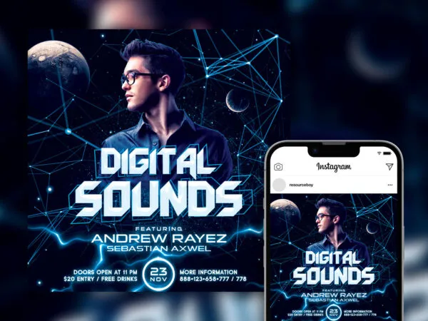 Superb Space DJ Party Instagram Post Template 1