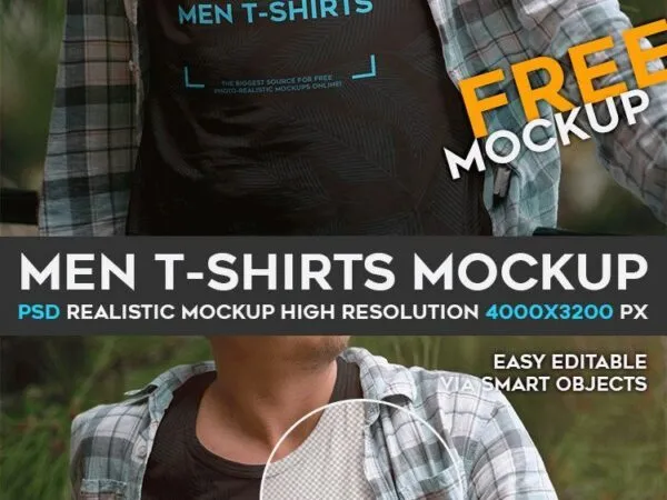 T Shirt Mockup Featuring a Man Wearing it in Half Side View 1