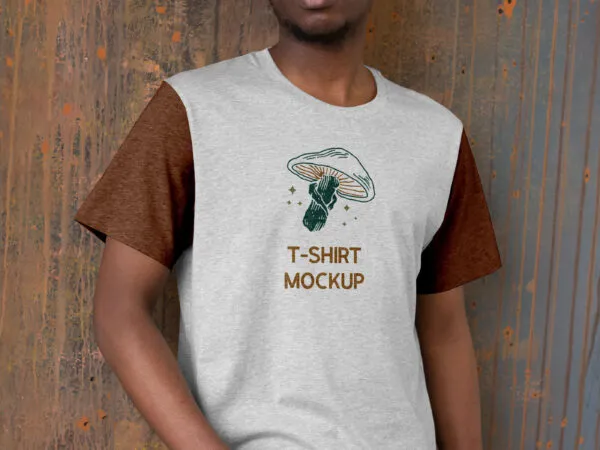 T Shirt Mockup of a Model Standing with One Hand in Pocket 1