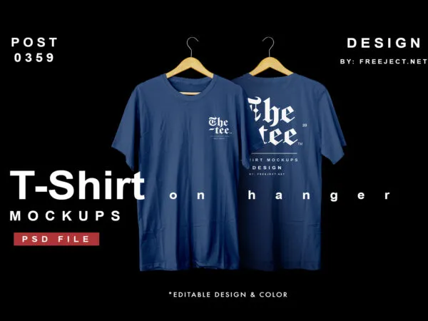 T Shirt Mockup on Hanger in Front Shots 1