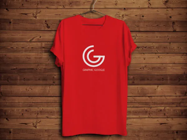 T Shirts Mockup With Hanger on the Front Wooden Scene 1