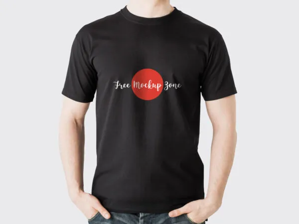T shirt Mockup Featuring a Man Wearing it Standing in Front View 1