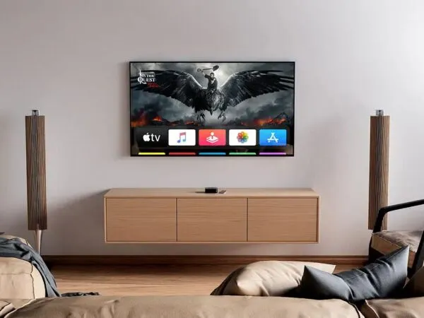 TV Mockup Featuring a Comfortable Room with TV Stand 1