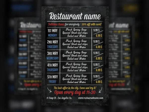 Table Chalk Retro Restaurant Menu Flyer Template 1