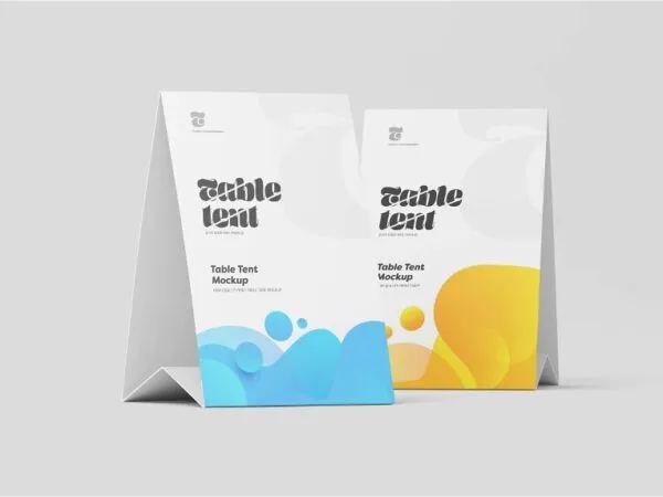 Table Tent Mockup in 3 Distinct Views 1