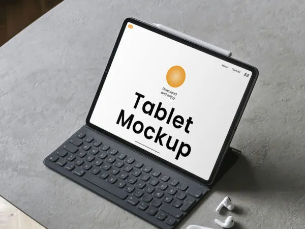 Tablet with Keyboard Mockup 1