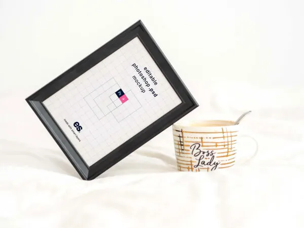 Tabletop Photo Frame Mockup in Front View 1