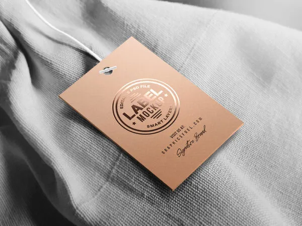 Tag Label Lying on a Piece of Cloth Mockup 1