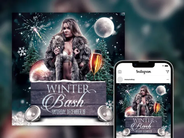 Tasteful Gorgeous Winter Party Flyer Instagram Post Template 1