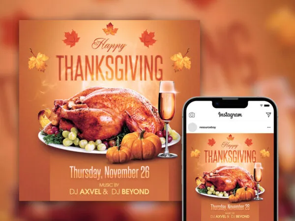 Tasteful Leafy Thanksgiving Instagram Post Template 1