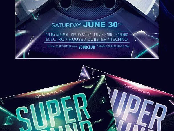 Tech Classy Super Sound Party Flyer Template 1