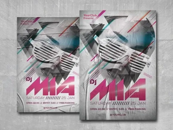 Techno Futuristic DJ Night Flyer Template 1