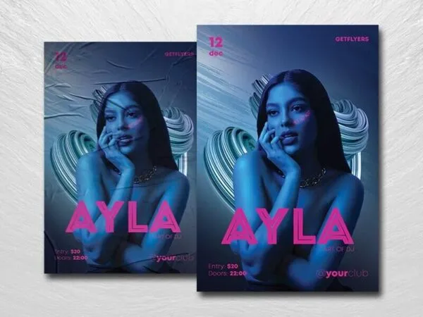 Techno Night Club Party Flyer Template with a Blue Theme 1