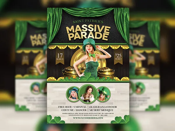 Template of Saint Patricks Day Massive Parade Flyer 1