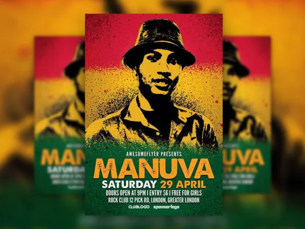Template of a Reggae Artist Flyer with Grunge Style 1