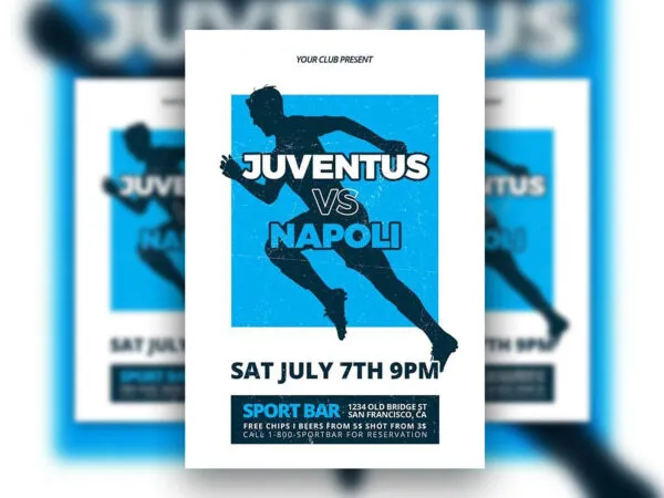 Template of a Soccer Game Flyer with a Wear Out Look 1