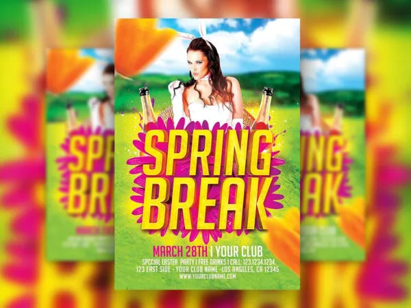 Template of a Spring Break Flyer with Floral Style 1