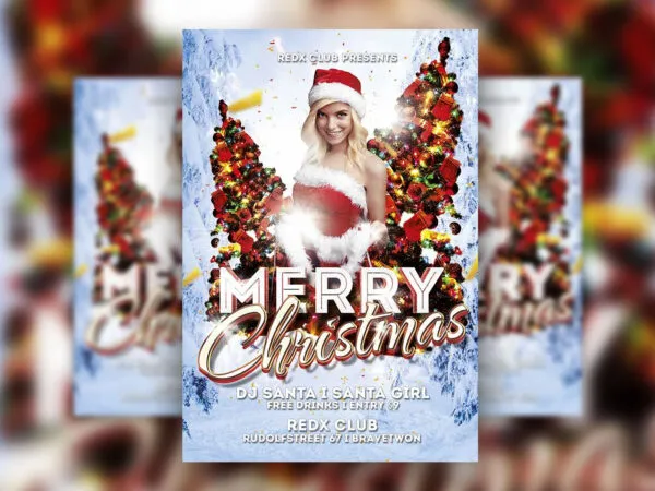 Template of a Stylish Merry Christmas Bash Flyer 1