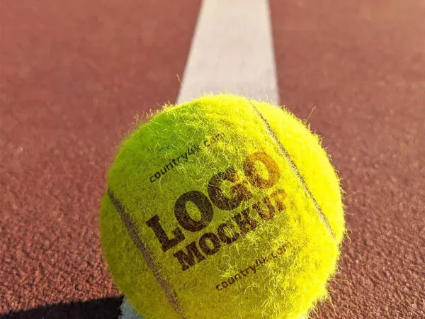 Tennis Ball Logo Mockup in Court 1